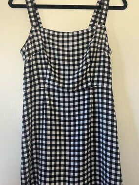 Nordstrom Black and White Gingham Midi Dress